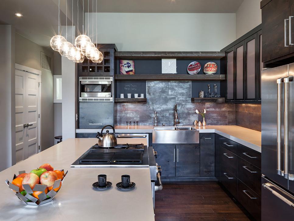 industrial kitchen with white epoxy countertops