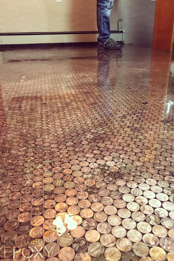 Epoxy Penny Floor