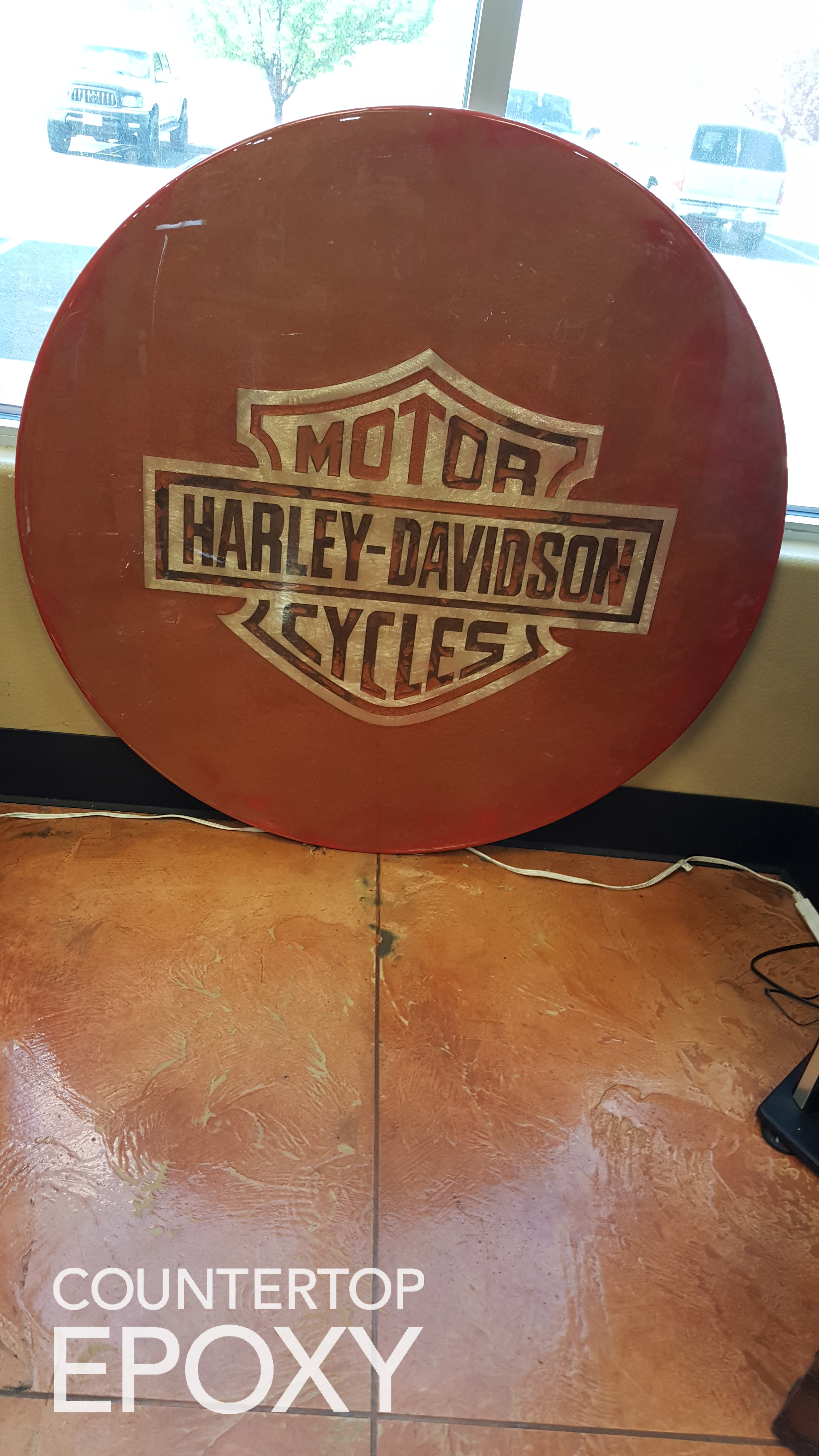 Harley Davidson logo inlaid with FX Poxy countertop epoxy