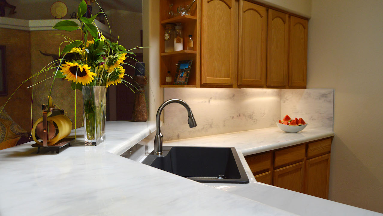 white marble kitchen